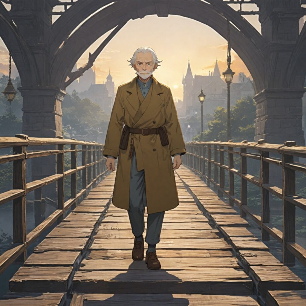an old man on a bridge warmglade.ir