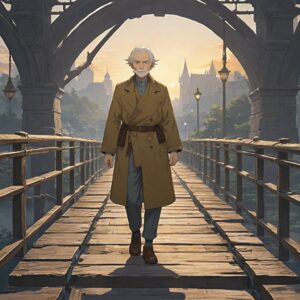 an old man on a bridge warmglade.ir